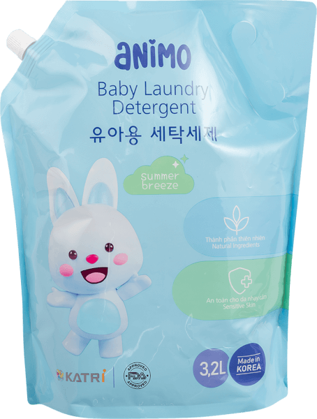 Nước giặt cho bé Animo hương làn gió mùa hè túi refill 3,2L