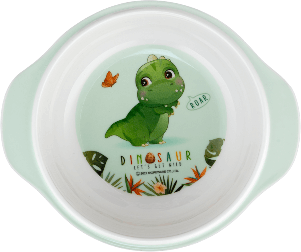 Bát ăn dặm melamine cao cấp Moreware (W6082, tay cầm, khủng long)
