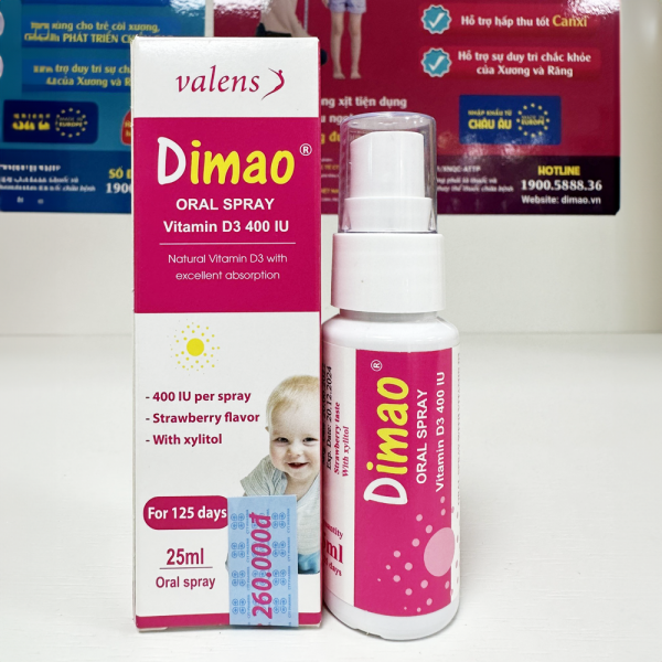 Combo 2 Xịt bổ sung Vitamin D3 thuần DIMAO ORAL SPRAY 400IU