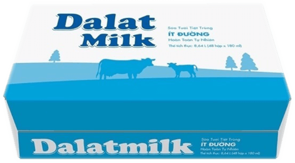 Thùng Sữa tươi tiệt trùng Dalat Milk ít đường 180ml (lốc 4 hộp)