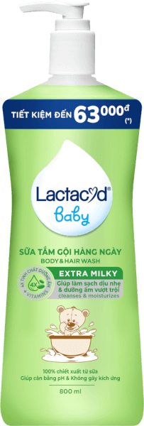 Sữa tắm gội trẻ em hàng ngày bảo vệ và nuôi dưỡng da và tóc bé Lactacyd STG Extra Milky 800ml (Giao mẫu ngẫu nhiên)