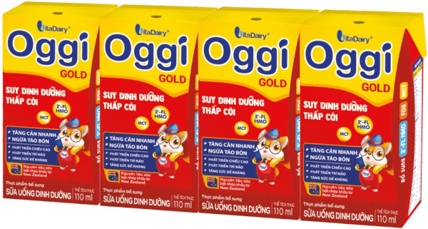 Sữa uống dinh dưỡng Oggi Gold 110ml, lốc 4 hộp (trên 1 tuổi)