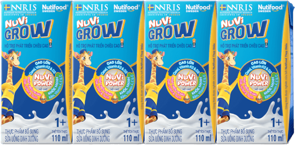 Sữa dinh dưỡng pha sẵn Nuvi Grow 1+ 110ml, lốc 4 hộp (Từ 1 tuổi)