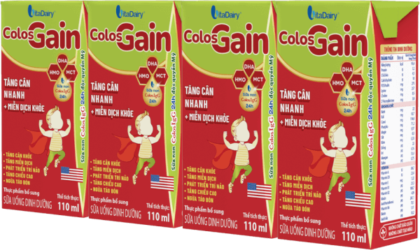 Sữa uống dinh dưỡng Colos Gain 110ml, lốc 4 hộp (trên 1 tuổi)