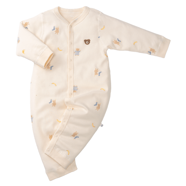Bodysuit đông vải mỏng Animo MN0924041 (0-12M,Kem)