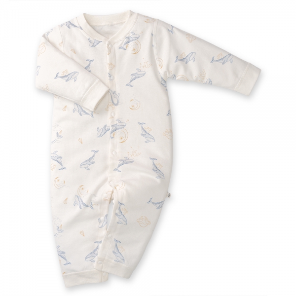 Bodysuit đông vải mỏng Animo MN0924039 (0-12M,Trắng)