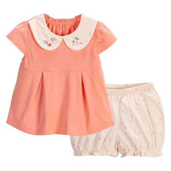 Bộ bé gái ngắn Gà con Chip Chip Animo TX0624004 (6M-6Y,Hồng )