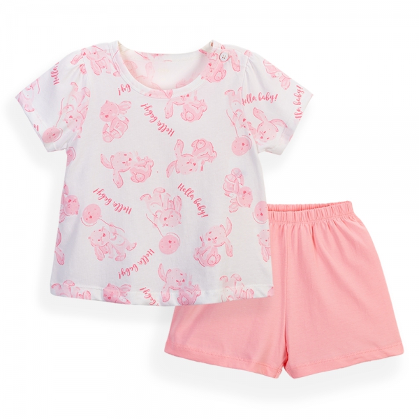 Bộ bé gái ngắn Animo Easy TX0824017 (1-4Y,Hồng nhạt)