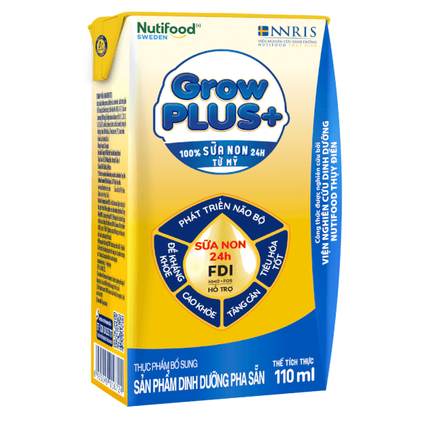 Sữa GrowPLUS+ Sữa non Vàng 2+ 110ml (lốc 4 hộp)