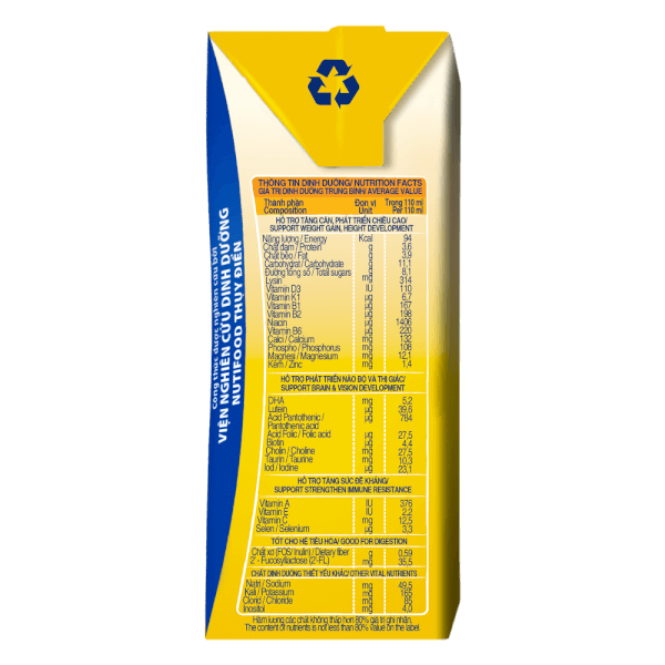 Sữa GrowPLUS+ Sữa non Vàng 2+ 110ml (lốc 4 hộp)