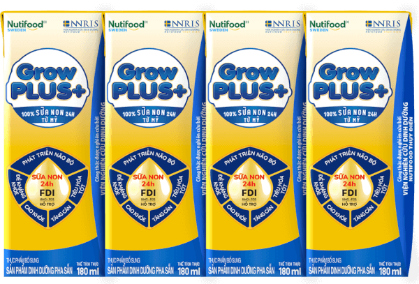 Sữa GrowPLUS+ Sữa non Vàng 2+ 180ml (lốc 4 hộp)