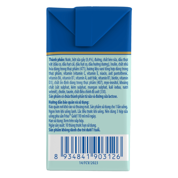 Thùng Sữa Friso Gold 110ml (từ 1 tuổi) - Lốc 4 hộp - New