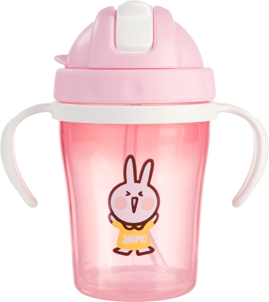 Bình tập uống cách nhiệt Animo (240ml, hồng, tay cầm, RK-3431)