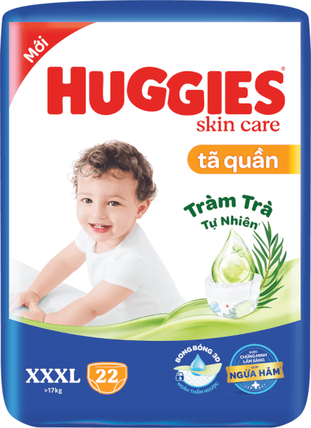 Tã quần Huggies Skincare (XXXL, >17kg, 22+6 miếng) (giao bao bì ngẫu nhiên)