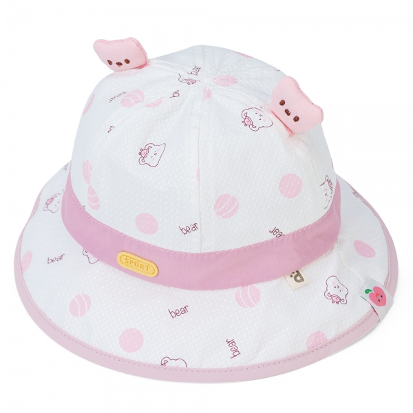 Nón em bé gái vành tròn Animo A2408_JK025 (46cm,Trắng-Hồng)