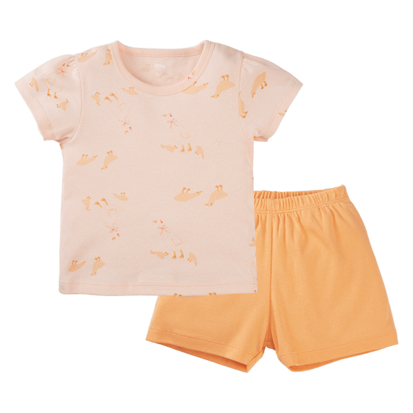 Bộ bé gái ngắn Animo Easy LU0824001 (1-4Y,Cam sữa)