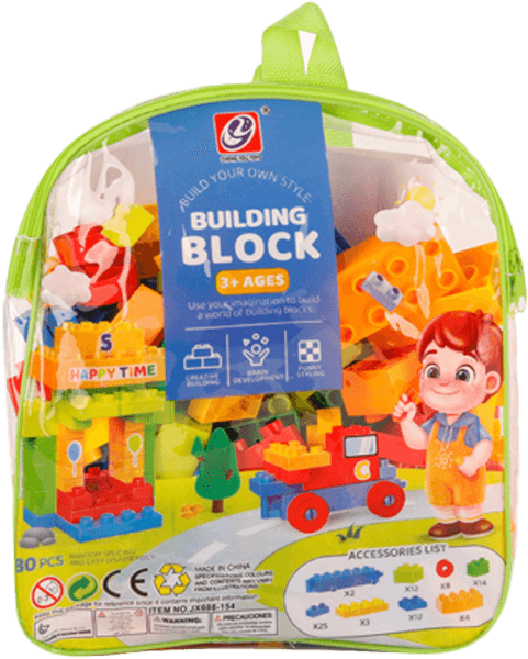 Balo xếp hình khối có bánh xe 80pcs RFD508371 C407 (Xanh lá)