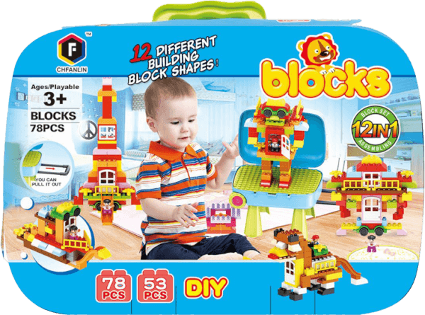 Bộ hộp đựng hình khối và bàn lắp ráp 2in1 78pcs RFD371890 C407 (Xanh Dương)