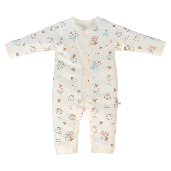 Bodysuit đông vải mỏng Animo MN1024013_M8987 (0-9M,Kem)