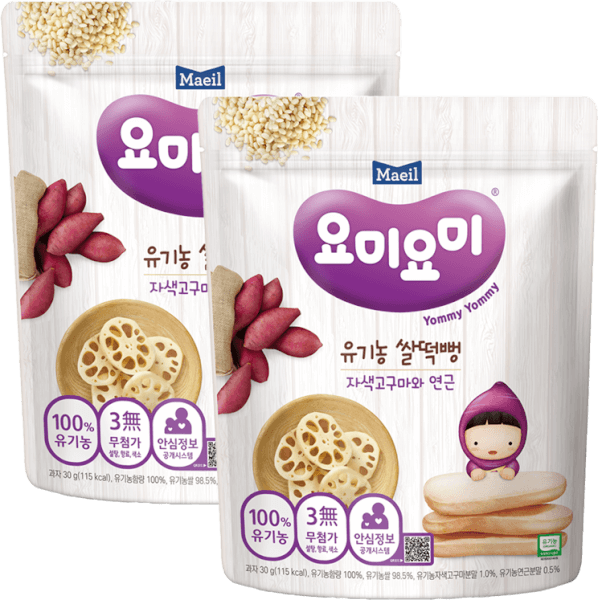 Combo 2 Bánh Gạo Hữu Cơ Yommy Maeil Vị Khoai Lang Và Củ Sen