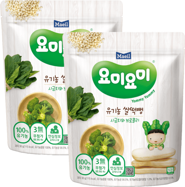 Combo 2 Bánh Gạo Hữu Cơ Yommy Maeil Vị Cải Bó Xôi Và Bông Cải Xanh