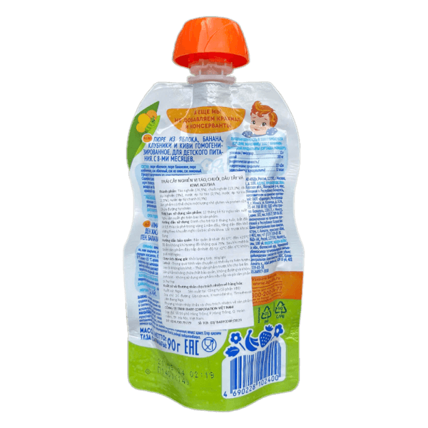 Combo 2 Trái cây nghiền vị táo, chuối, dâu tây và kiwi Agusha