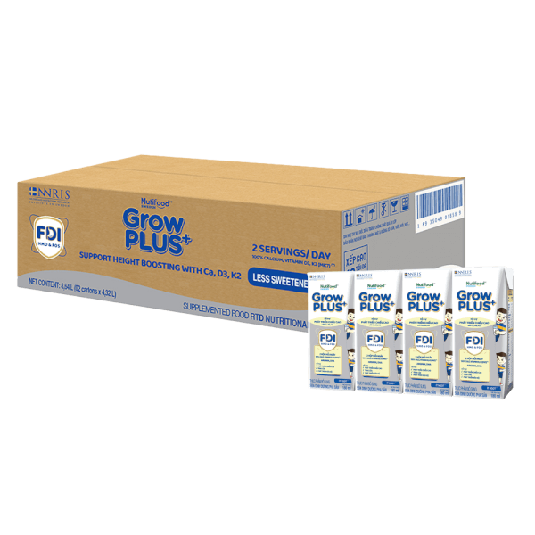 2 Thùng Sữa dinh dưỡng pha sẵn GrowPLUS+ (Bạc) 180ml, lốc 4 hộp (Từ 1 tuổi)