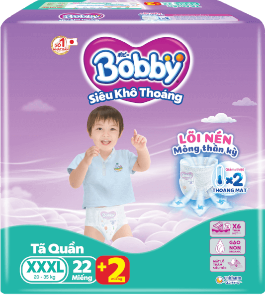 Bỉm tã quần Bobby size XXXL 22 miếng (20-35kg) (giao bao bì ngẫu nhiên)