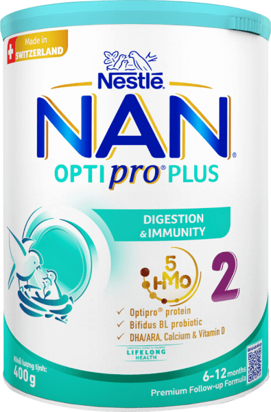 Sữa Nan Optipro PLUS 2 400g, với 5HMO, sản xuất tại Thụy Sỹ (6-12 tháng) (Giao bao bì ngẫu nhiên)