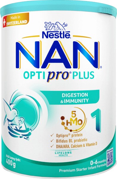 Sữa Nan Optipro PLUS 1 400g, với 5HMO, sản xuất tại Thụy Sỹ (0-6 tháng) (Giao bao bì ngẫu nhiên)