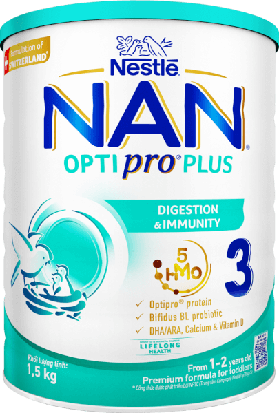 Sữa Nan Optipro PLUS 3 1.5kg, với 5HMO, công thức từ Thụy Sĩ (1-2 tuổi) (Giao bao bì ngẫu nhiên)