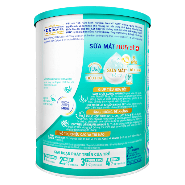 Sữa Nan Optipro PLUS 4 1.5kg, với 5HMO, Công thức từ Thụy Sĩ (2-6 tuổi) (Giao bao bì ngẫu nhiên)
