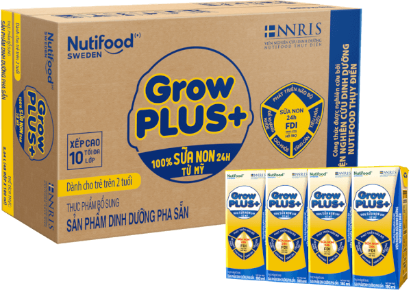 Thùng Sữa GrowPLUS+ Sữa non Vàng 2+ hộp 180ml (lốc 4 hộp)