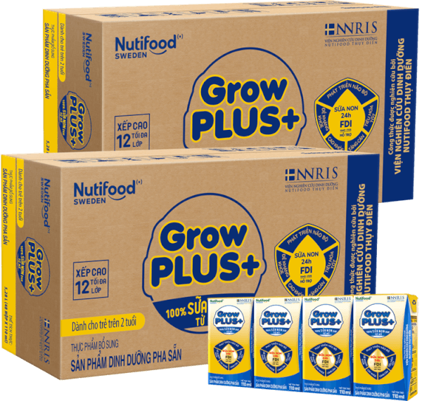 Combo 2 Thùng  Sữa GrowPLUS+ Sữa non Vàng hộp 110ml (lốc 4 hộp)