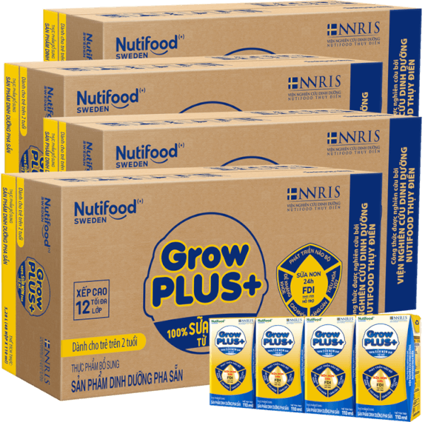 Combo 4 thùng Sữa GrowPLUS+ Sữa non Vàng hộp 110ml (lốc 4 hộp)