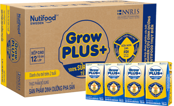 Thùng Sữa GrowPLUS+ Sữa non Vàng hộp 110ml (lốc 4 hộp)