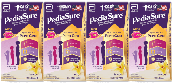 Thực phẩm dinh dưỡng y học cho trẻ 1-10 tuổi: Pediasure hương vani (110ml) (Lốc 4)
