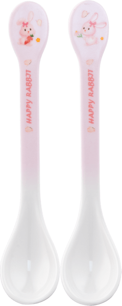 Thìa ăn dặm melamine cao cấp Moreware (2 cái/vỉ, 9013, thỏ hồng)