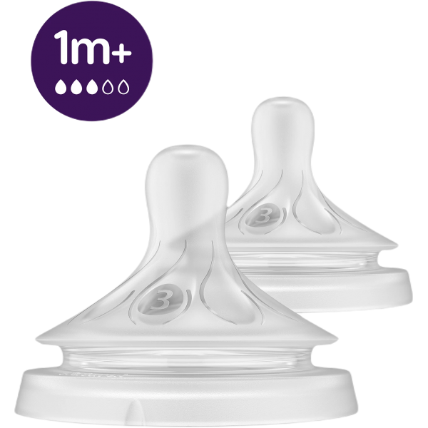 Vĩ 2 núm ty silicone Philips Avent mô phỏng tự nhiên mẫu mới (SCY963/02, 1-3M)