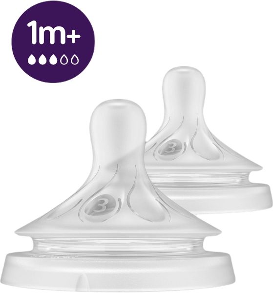 Vĩ 2 núm ty silicone Philips Avent mô phỏng tự nhiên mẫu mới (SCY963/02, 1-3M)