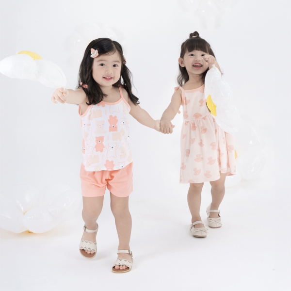 Bộ bé gái ngắn Animo Easy TX0824012 (1-4Y,Hồng cam)