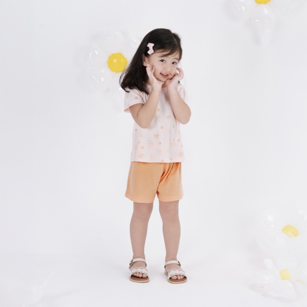 Bộ bé gái ngắn Animo Easy LU0824002 (1-4Y,Cam sữa)