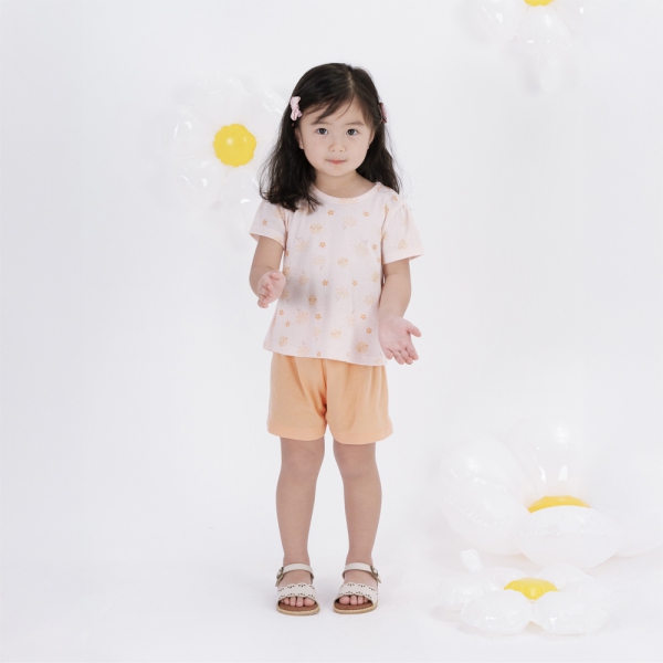 Bộ bé gái ngắn Animo Easy LU0824002 (1-4Y,Cam sữa)