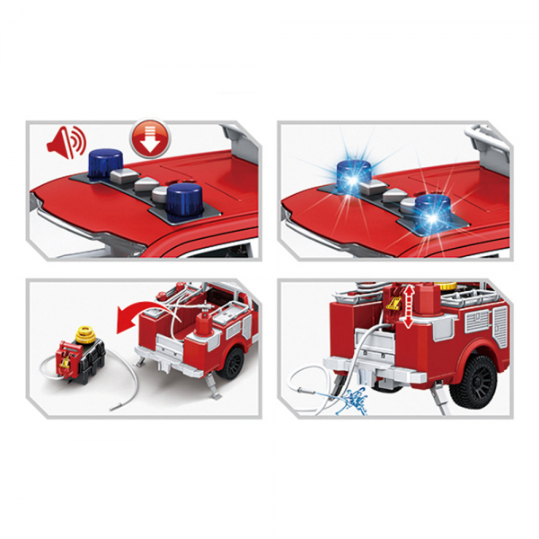 Xe cứu hỏa cao cấp có cửa đóng mở, vòi phun nước có âm thanh và đèn HW24022638 C407 (Đỏ)