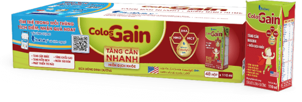 Thùng Sữa uống dinh dưỡng Colos Gain 110ml, lốc 4 hộp (trên 1 tuổi)