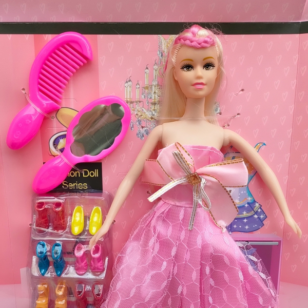 Bộ búp bê kèm phụ kiện tóc và giày LH16880779 C407 (Hồng)