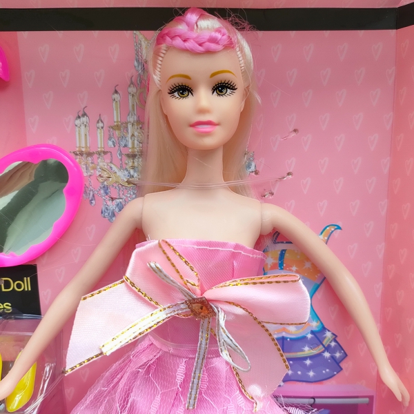 Bộ búp bê kèm phụ kiện tóc và giày LH16880779 C407 (Hồng)