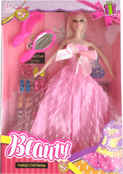 Bộ búp bê kèm phụ kiện tóc và giày LH16880779 C407 (Hồng)