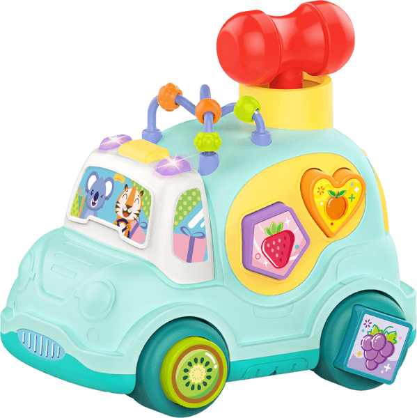 Ô tô đa năng có phím bấm, lắp hình khối, luyện tay và nhạc đèn LH16880910 C407 (Xanh dương)