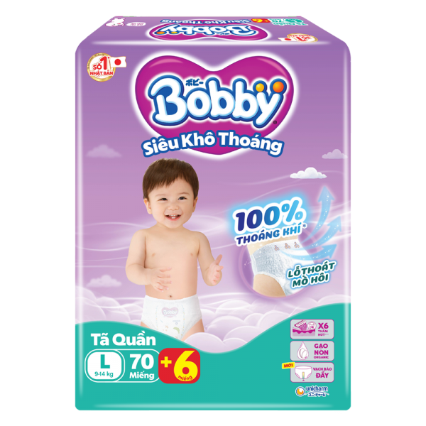 Tã quần Bobby size L, 70 miếng (giao bao bì ngẫu nhiên)